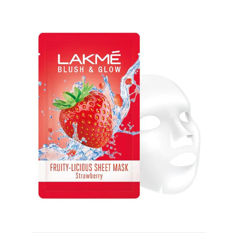lakme blush & glow strawberry sheet mask (25 ml)