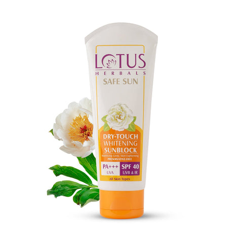 lotus herbals safe sun dry-touch whitening sunblock spf 40 uvb & ir pa+++ (100gm)