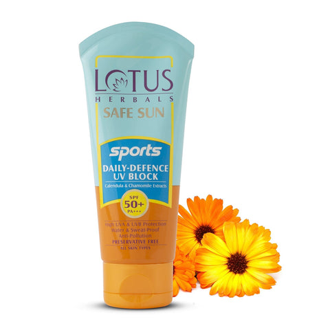 lotus herbals safe sun sports daily-defence uv block spf 50+ pa+++ (80 gm)