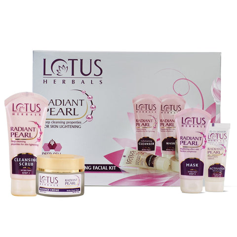 lotus herbals radiant pearl cellular lightening salon grade facial kit (170 gm)