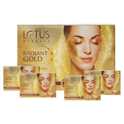 lotus herbals radiant gold cellular glow salon grade, 4 facial kit (4*37 gm, each) 148 gm