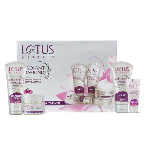 lotus herbalsradiant diamond cellular radiance salon grade facial kit, 5 in 1 facial kit (170 gm)
