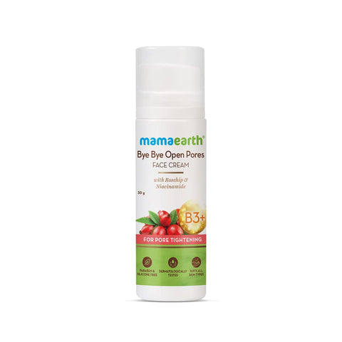 mamaearth bye bye open pores face cream with rosehip & niacinamide for pore tightening (30 gm)