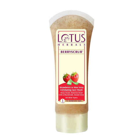 lotus herbals berry scrub strawberry & aloe vera exfoliating face wash