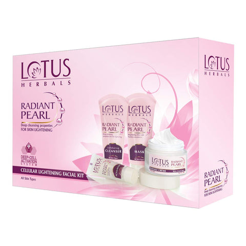 lotus herbals radiant pearl cellular lightening 5 in 1 facial kit - 170 gms