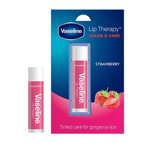 vaseline lip care colour & care strawberry - 4.5 gms