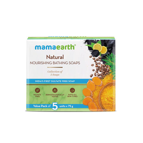 mamaearth natural nourishing bathing soaps (pack of 5 x 75 gm each)