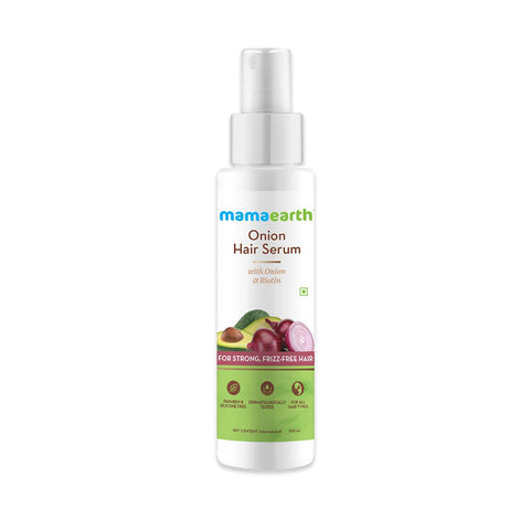 mamaearth onion hair serum with onion and biotin for strong, frizz-free hair (100 ml)