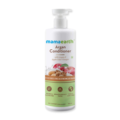 mamaearth argan conditioner with argan and apple cider vinegar for frizz-free hair (250 ml)