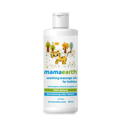 mamaearth soothing massage oil for babies with sesame, almond and jojoba oil (200 ml)