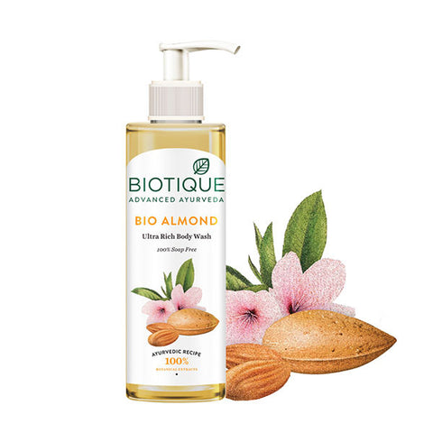 biotique almond oil ultra rich body wash, botanical extracts - 200 ml