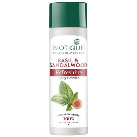 biotique bio basil and sandalwood refreshing body powder - 150 gm