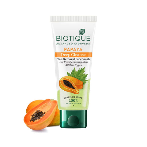 biotique bio papaya deep cleanse visibly glowing skin face wash for all skin types