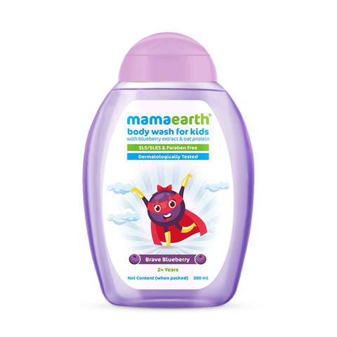 mamaearth brave blueberry body wash for kids with blueberry and oat protein (300 ml)