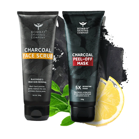bombay shaving company face scrub + charcoal peel-off mask  - 100 gms each