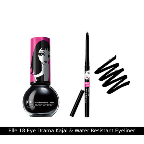 elle 18 eye drama kajal & water resistant eyeliner combo