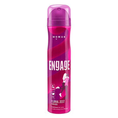 engage floral zest deodorant for women citrus and floral, skin friendly (150 ml)