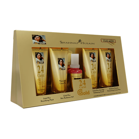 shahnaz husain gold skin radiance timeless youth kit (4*10 gm) with free power skin tonic (15 ml)