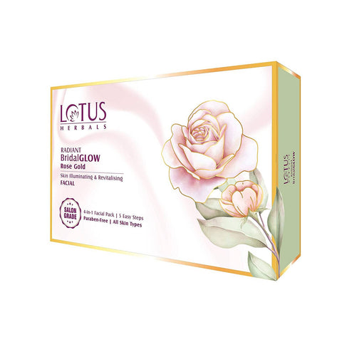 lotus herbals radiant bridalglow rose gold skin illuminating & revitalising facial kit (228 gm)