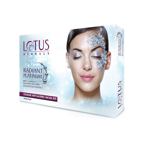 lotus herbals radiant platinum cellular anti-ageing facial kit 4 in 1 pack - 200 gms