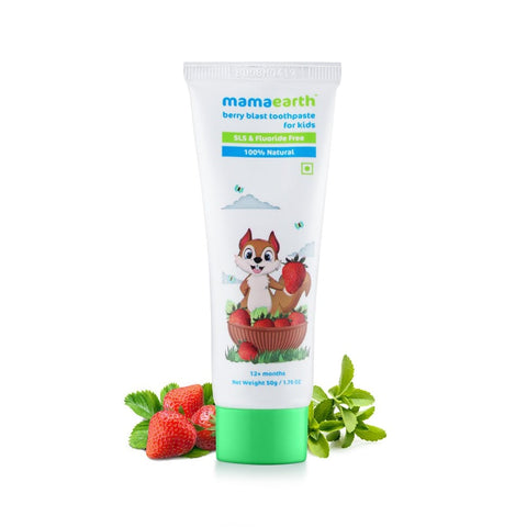 mamaearth 100% natural berry blast toothpaste for kids (50 gm)