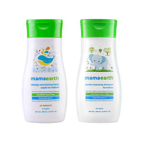 mamaearth deeply nourishing body wash for babies (200 ml) & gentle cleansing shampoo (200 ml) combo