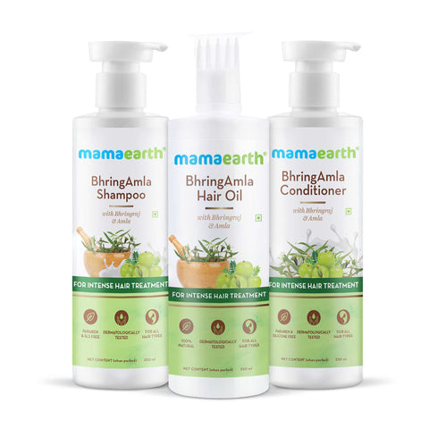 mamaearth intense hair treatment kit, repairs dry & damaged hair