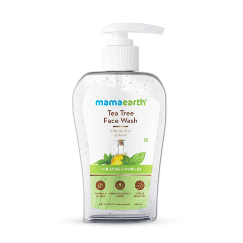 mamaearth tea tree face wash with neem for acne and pimples (250 ml)
