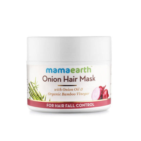 mamaearth onion hair mask, for hair fall control, with onion oil and organic bamboo vinegar (200 ml)