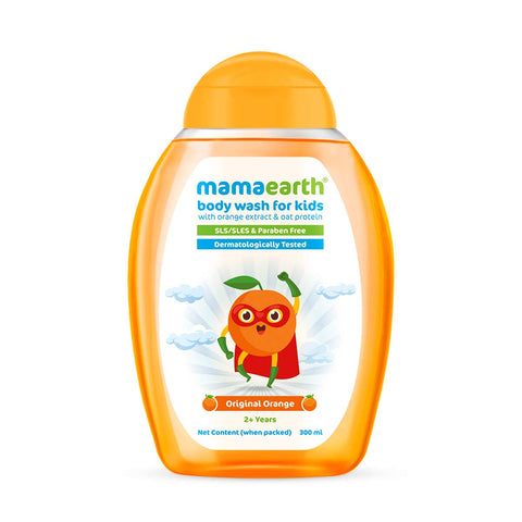 mamaearth original orange body wash for kids with orange and oat protein (300 ml)
