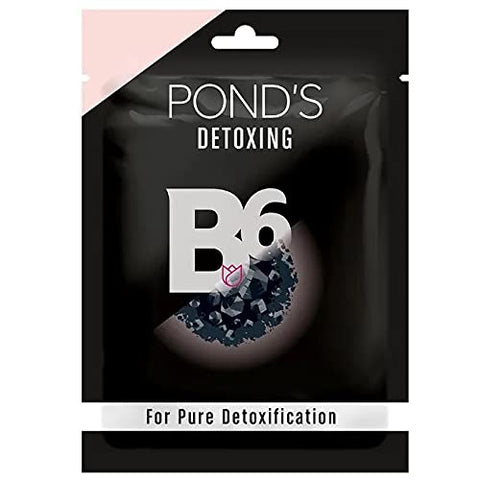 ponds vitamin duo detoxing sheet mask with vitamin b6 100% bamboo charcoal (25 ml)