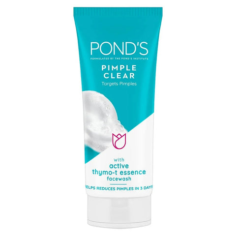 ponds pimple clear face wash with active thymo-t essence formula, reduce pimples (100 gm)