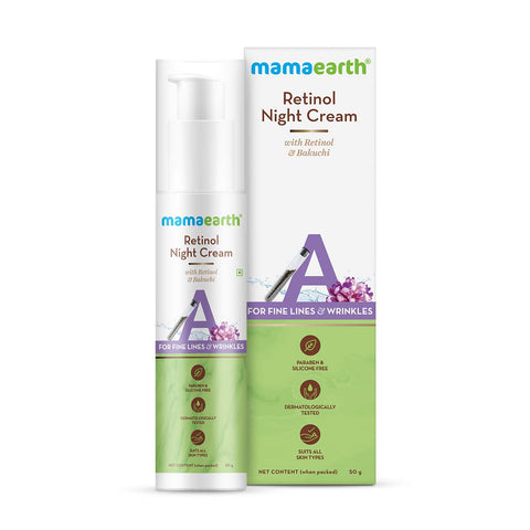 mamaearth retinol night cream for women with retinol and bakuchi for anti aging and wrinkles (50 gm)