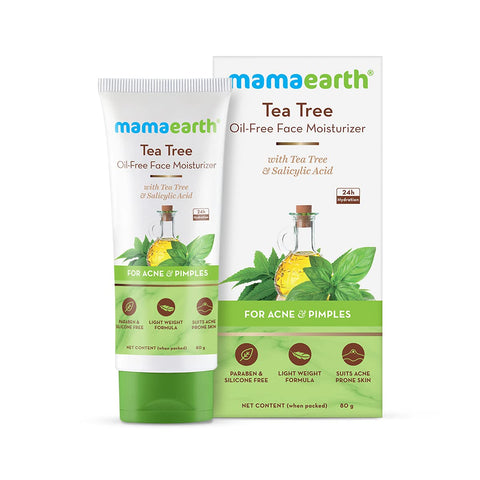 mamaearth tea tree oil-free face moisturizer with tea tree and salicylic acid for acne and pimples (80 ml)