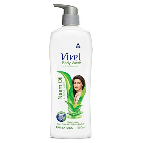 vivel body wash, neem oil & aloe vera shower creme - 500 ml