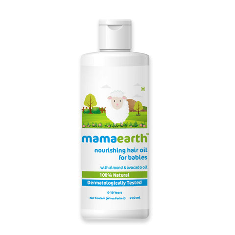 mamaearth nourishing hair oil for babies with almond and avocado oil (200 ml)