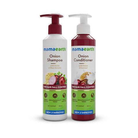 mamaearth hair regrowth combo, onion shampoo (250 ml) and onion conditioner (250 ml)