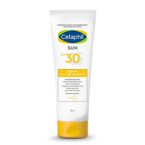 cetaphil sun spf 30 sunscreen, very high protection light gel with water resistant (100 ml)