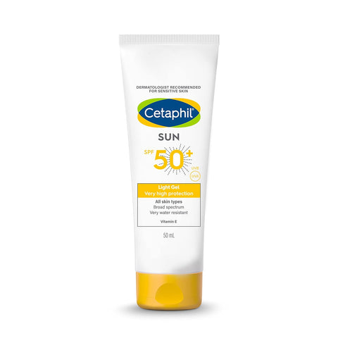 cetaphil sun spf 50 sunscreen, very high protection light gel with vitamin e (50 ml)