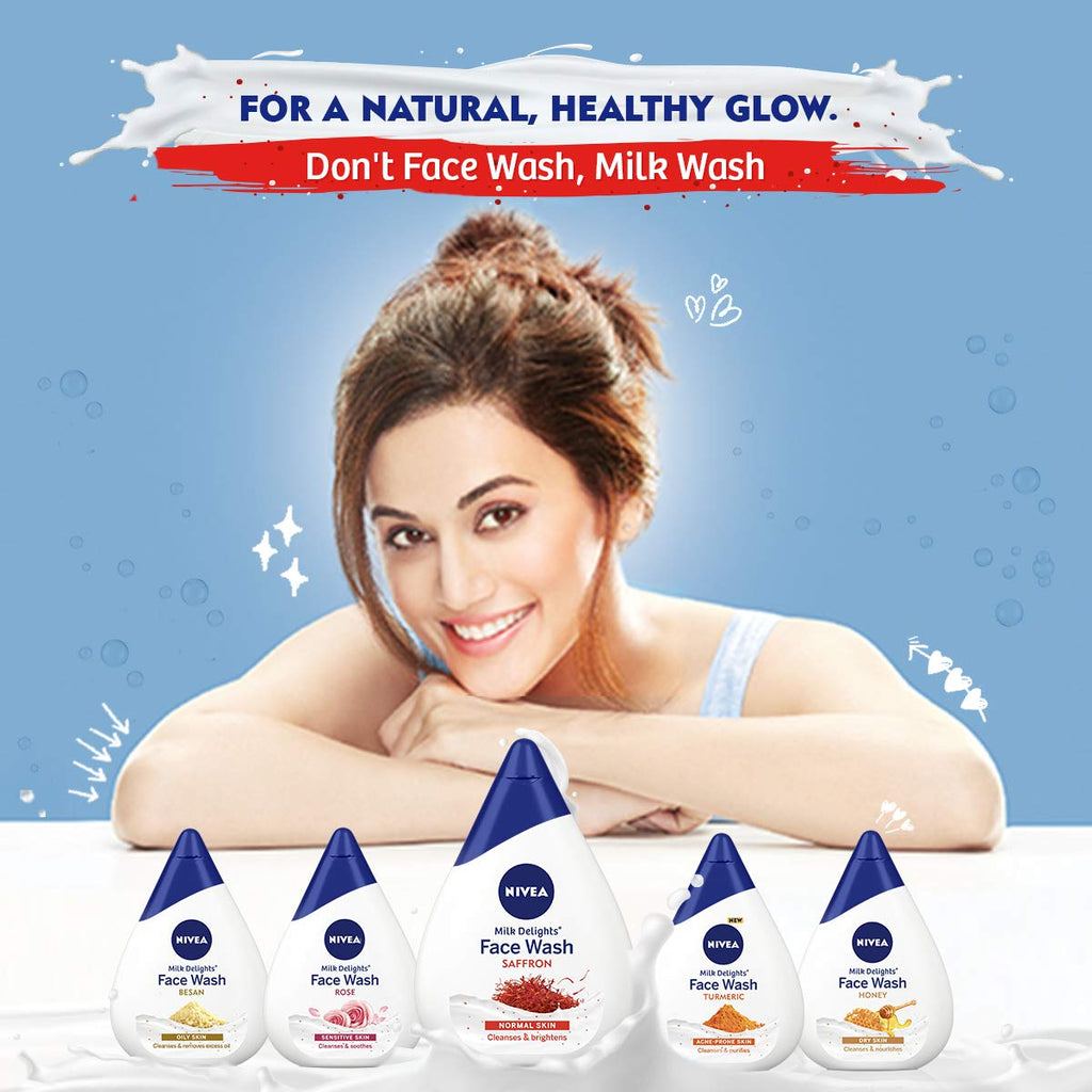 Nivea Face Wash for Normal Skin, Milk Delights Saffron