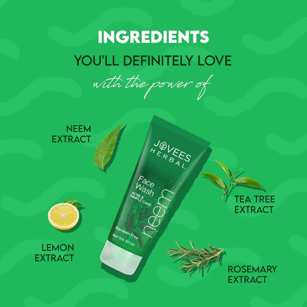 Jovees Neem Face Wash With Tea Tree Extracts for Oily & Acne Prone Skin