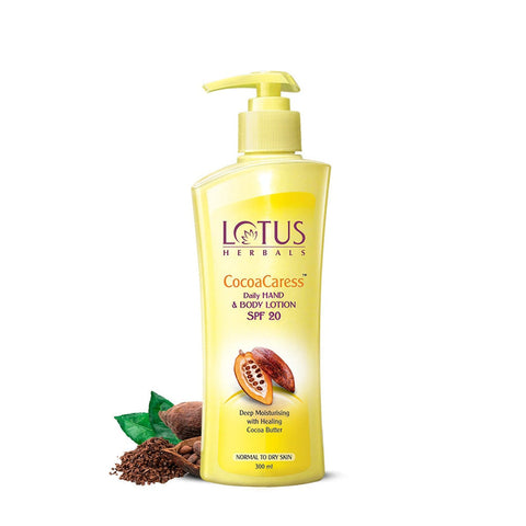 lotus herbals cocoacaress daily hand & body lotion spf 20 (250 ml)