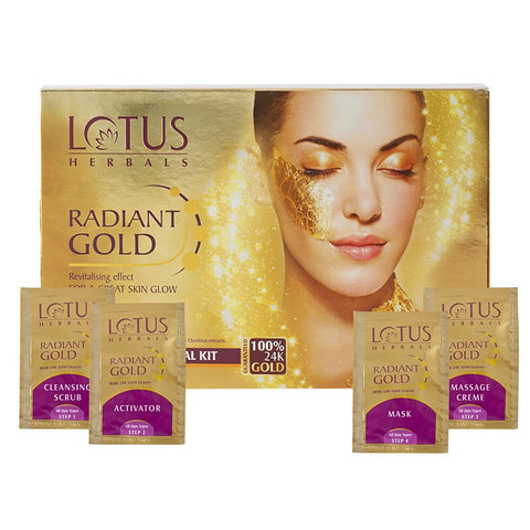 lotus herbals radiant gold cellular glow salon grade, single facial kit (37 gm)