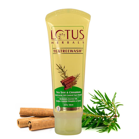 lotus herbals tea tree & cinnamon anti-acne oil control face wash