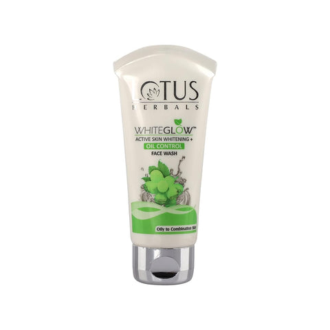 lotus herbals whiteglow active skin brightening oil control face wash, with green tea