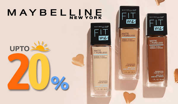 Upto 20% off on Maybelline Cosmetics at Beuflix