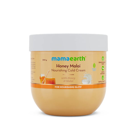 mamaearth malai cold cream with honey & malai for nourishing glow (200 gm)