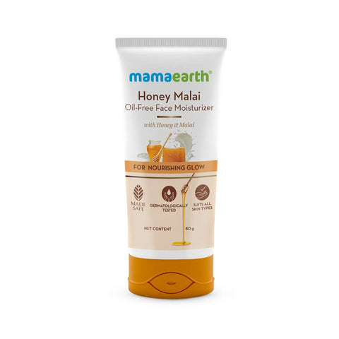 mamaearth malai oil-free face moisturizer with honey & malai for nourishing glow (80 gm)