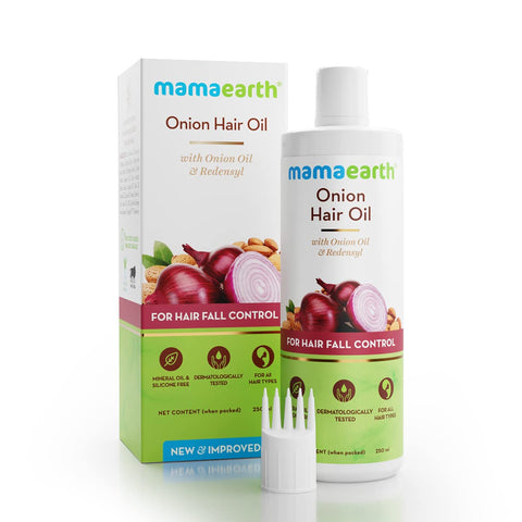 mamaearth onion hair oil for hair regrowth and hair fall control (250 ml)