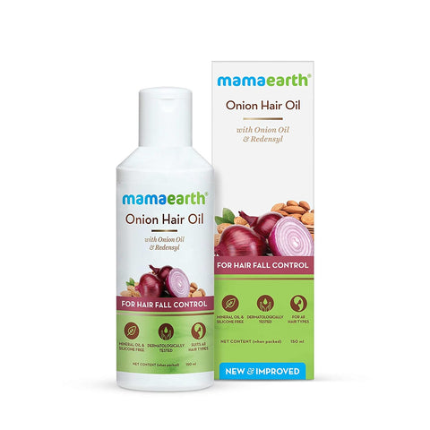 mamaearth onion hair oil for hair regrowth and hair fall control (150 ml)